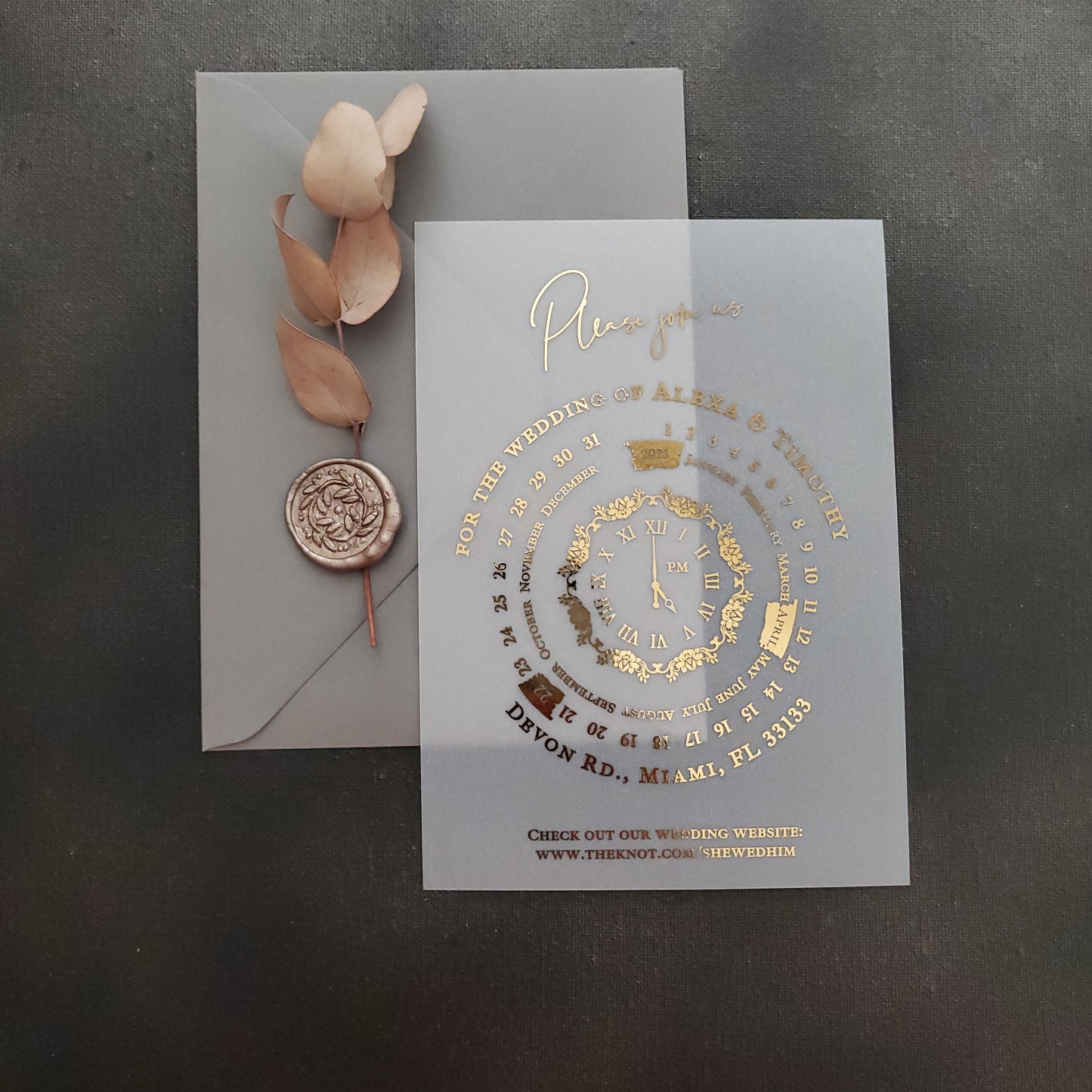 luxurious gold foiled vellum save the date cards - XOXOKristen