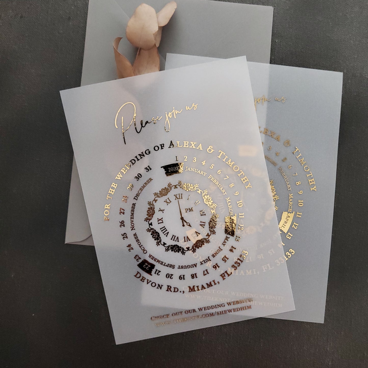 luxurious gold foiled vellum save the date cards - XOXOKristen