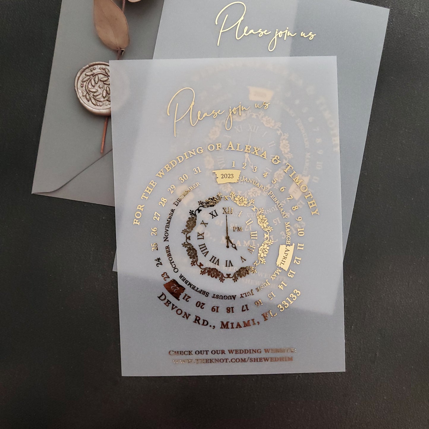 luxurious gold foiled vellum save the date cards - XOXOKristen