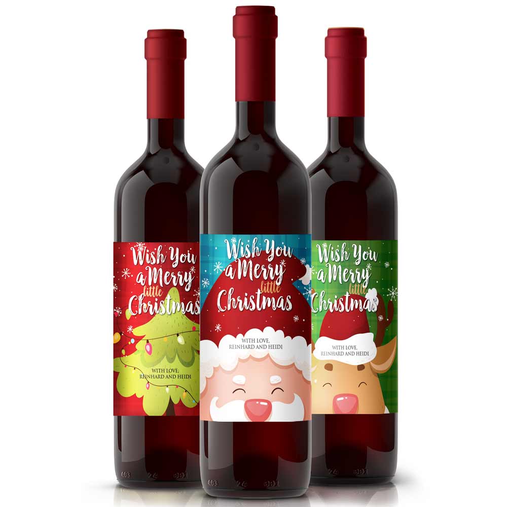 Cute and personalized wine & champagne bottle Christmas labels - XOXOKristen