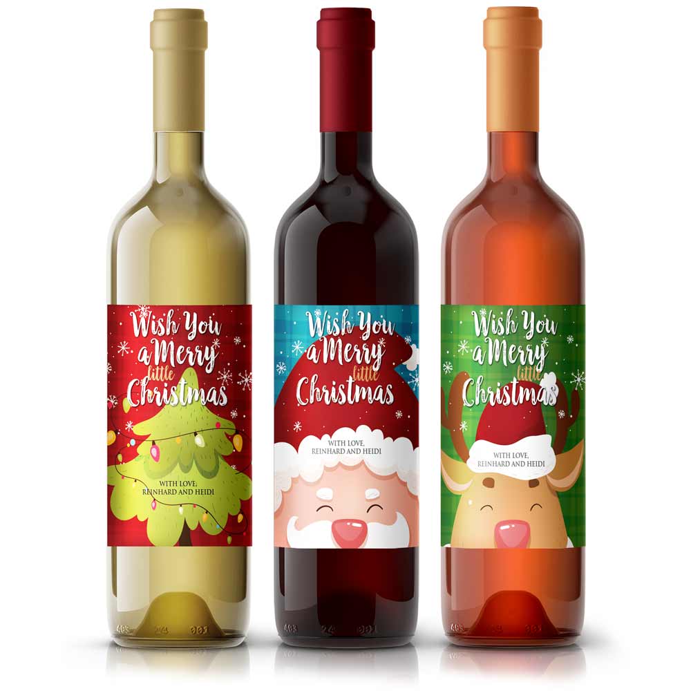 Cute and personalized wine & champagne bottle Christmas labels - XOXOKristen