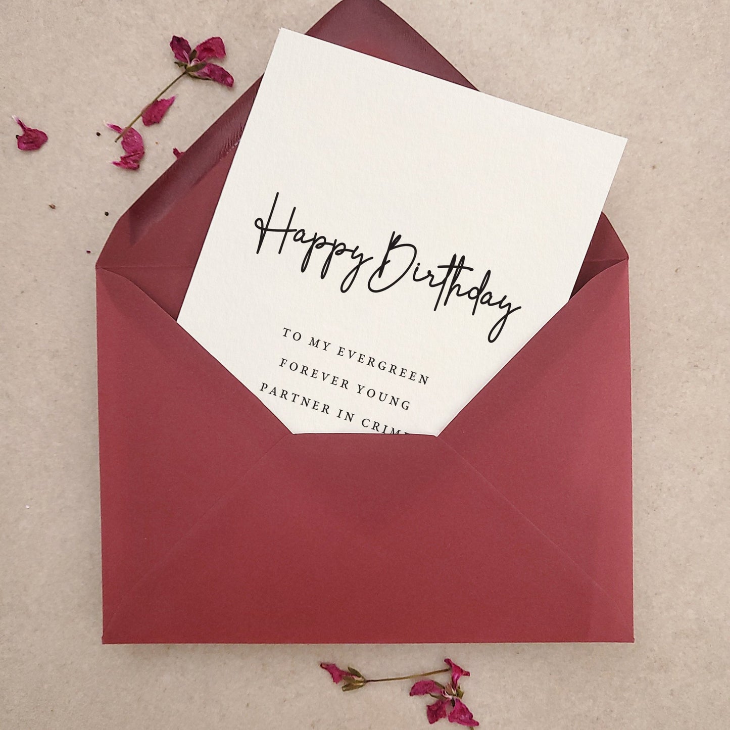 Birthday Card to my Evergreen forever young Partner in Crime - XOXOKristen