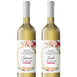 Blush Florals & Gold Frame Bridesmaid Proposal Wine Label - XOXOKristen