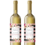 Blush Pink & Grey Stripes and Flowers Bridesmaid Proposal Wine Label - XOXOKristen