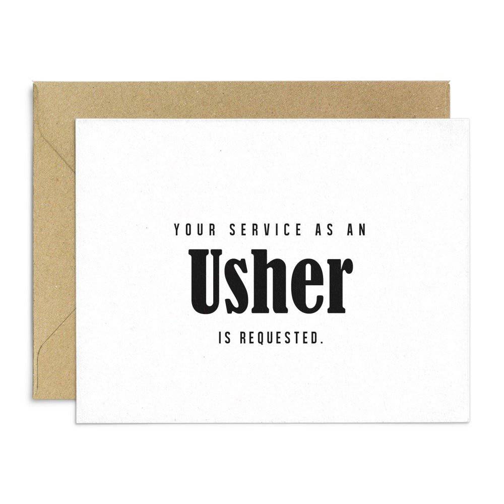 Bolded Script Will you be my Usher Proposal Cards - XOXOKristen