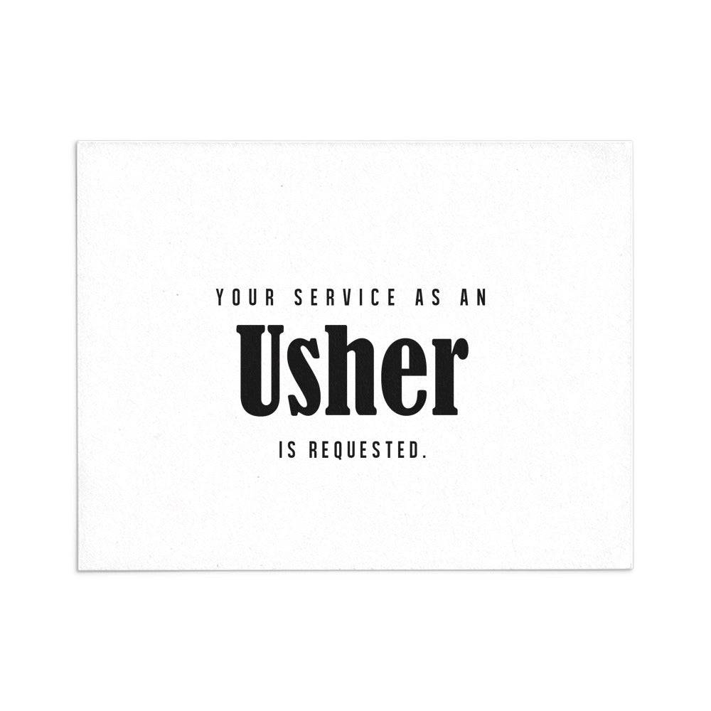 Bolded Script Will you be my Usher Proposal Cards - XOXOKristen