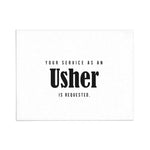 Bolded Script Will you be my Usher Proposal Cards - XOXOKristen