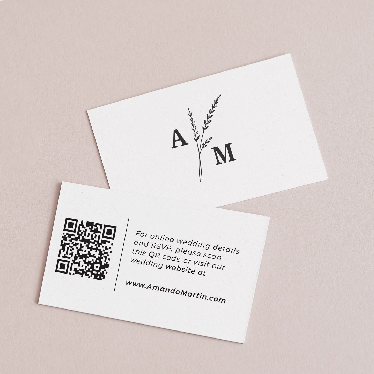 Delicate Wedding Website Card with QR Code - XOXOKristen