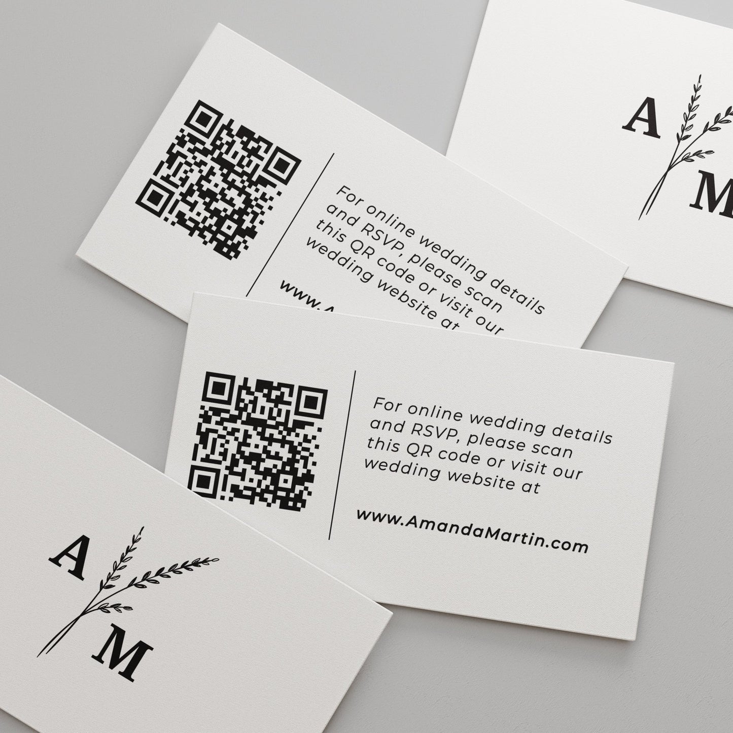 Delicate Wedding Website Card with QR Code - XOXOKristen