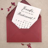 Elegant Calendar Bridesmaid Proposal Card - XOXOKristen