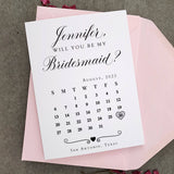 Elegant Calendar Bridesmaid Proposal Card - XOXOKristen
