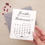 Elegant Calendar Bridesmaid Proposal Card - XOXOKristen