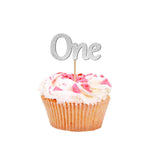 First Birthday One Shaped Glittered Cupcake Topper - XOXOKristen