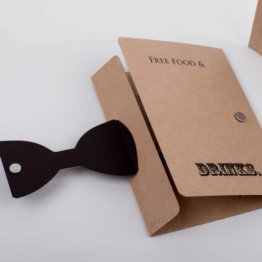 Free Food & Drinks Groomsman Proposal Card with Magnetic Clip Bow Tie - XOXOKristen