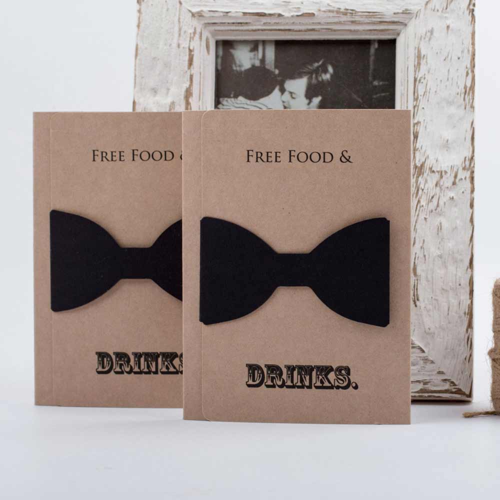 Free Food & Drinks Groomsman Proposal Card with Magnetic Clip Bow Tie - XOXOKristen