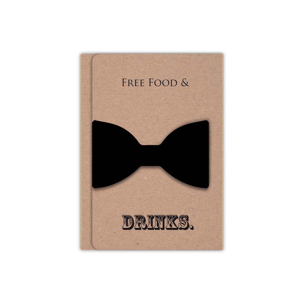 Free Food & Drinks Groomsman Proposal Card with Magnetic Clip Bow Tie - XOXOKristen