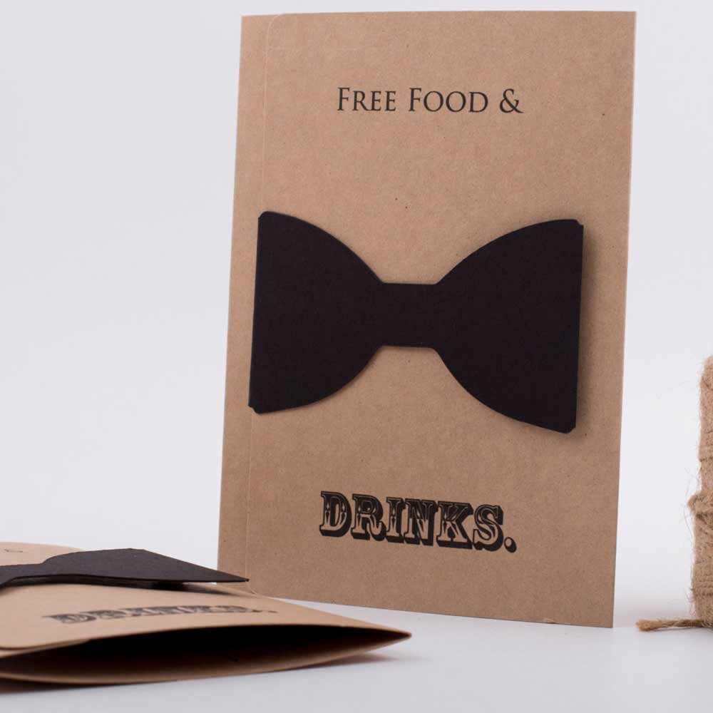 Free Food & Drinks Groomsman Proposal Card with Magnetic Clip Bow Tie - XOXOKristen