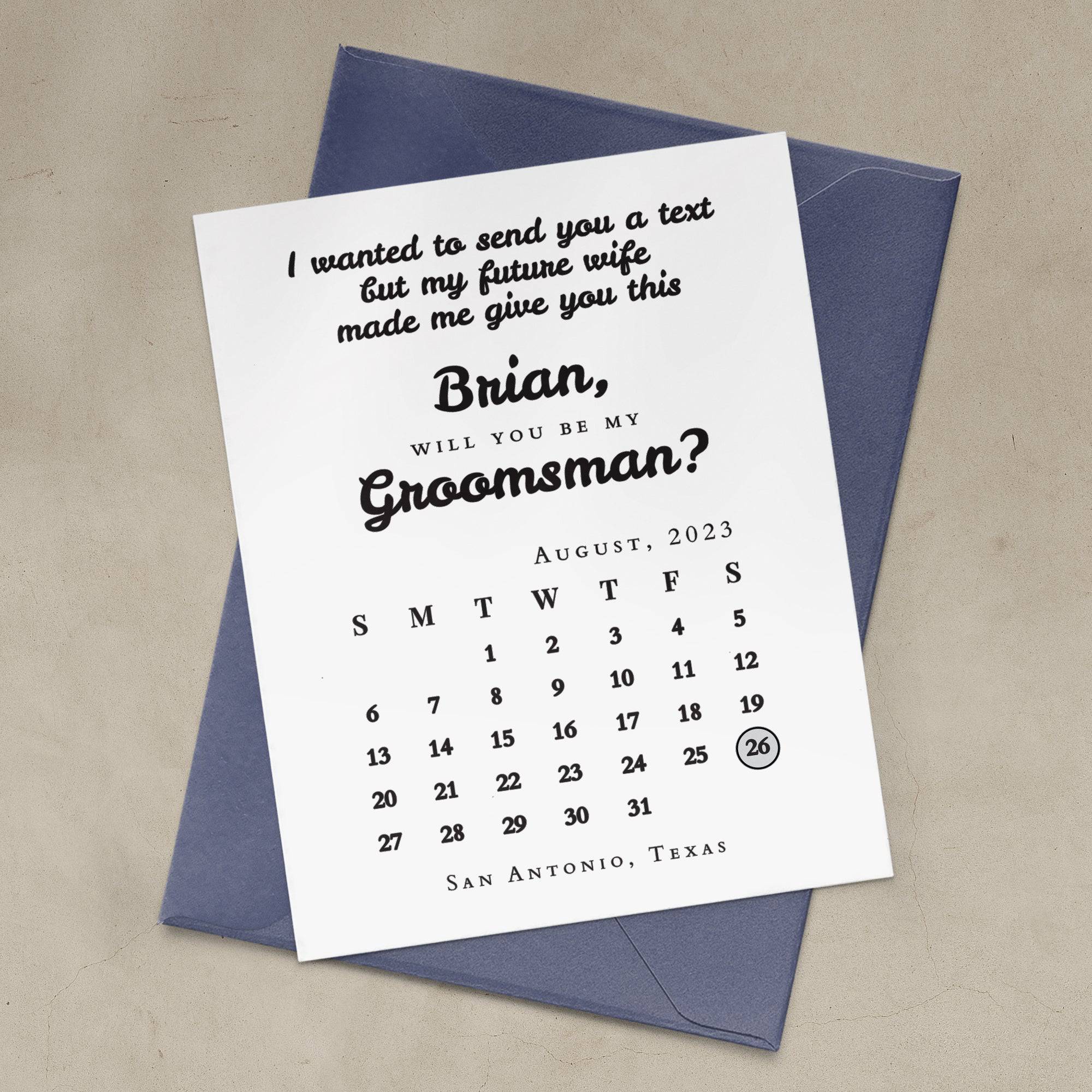 Funny Groomsmen Proposal Card - XOXOKristen