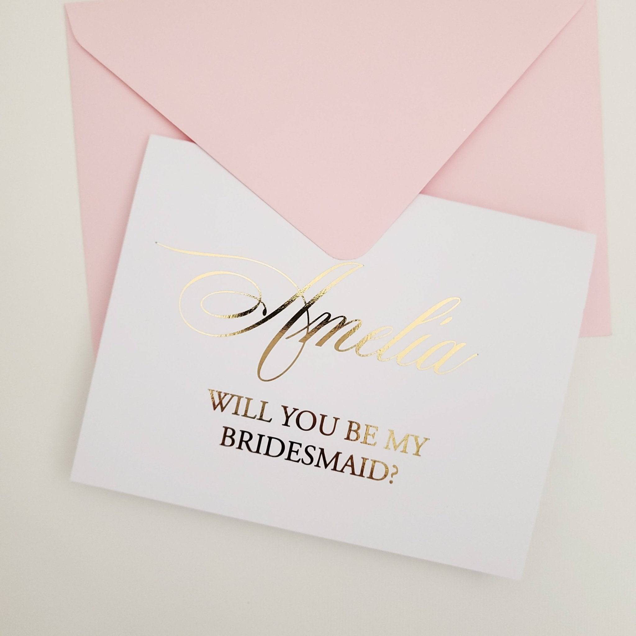 Gold Foil Will you be my Bridesmaid Proposal Card - XOXOKristen
