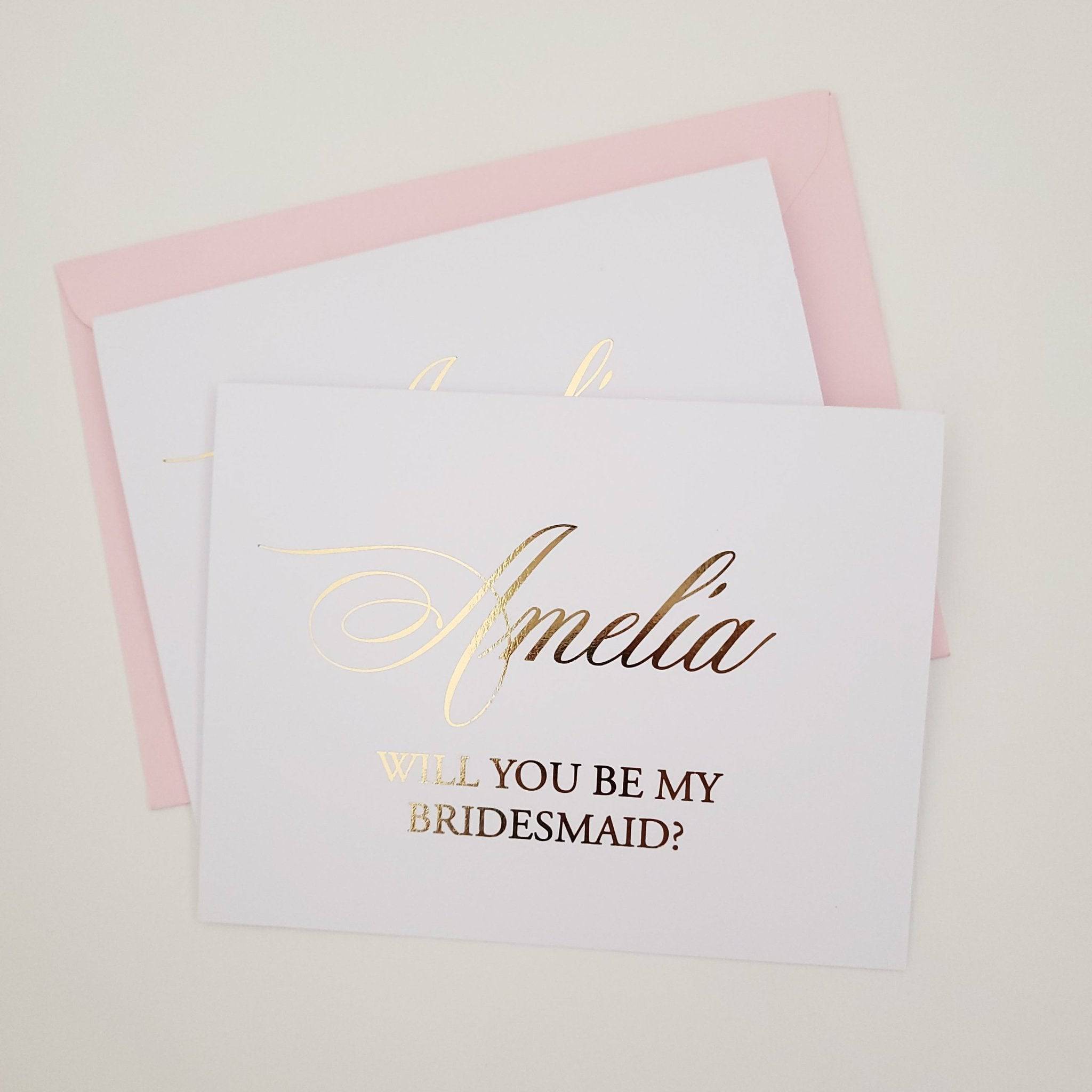 Gold Foil Will you be my Bridesmaid Proposal Card - XOXOKristen