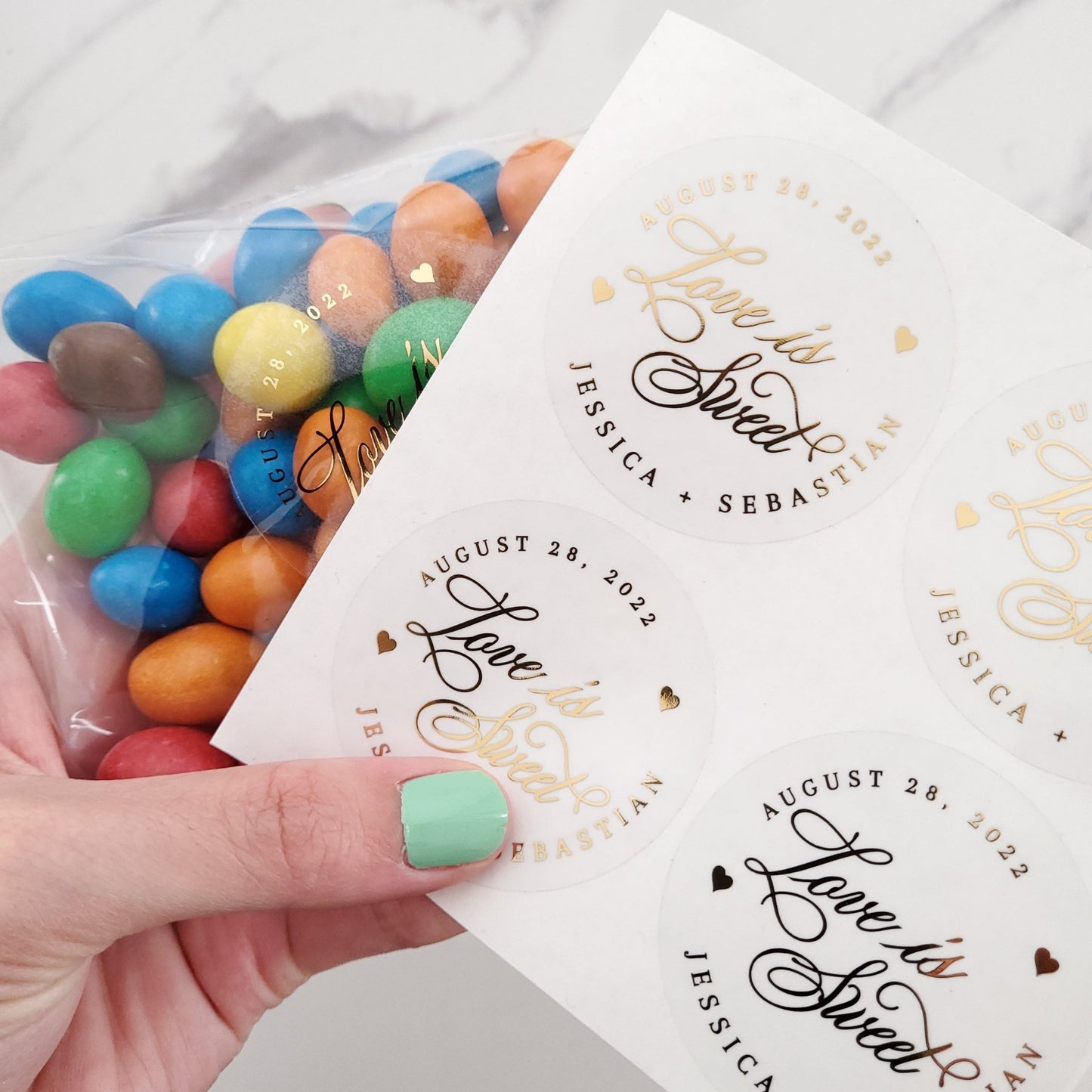 Gold Foiled Love is Sweet Wedding Labels - XOXOKristen