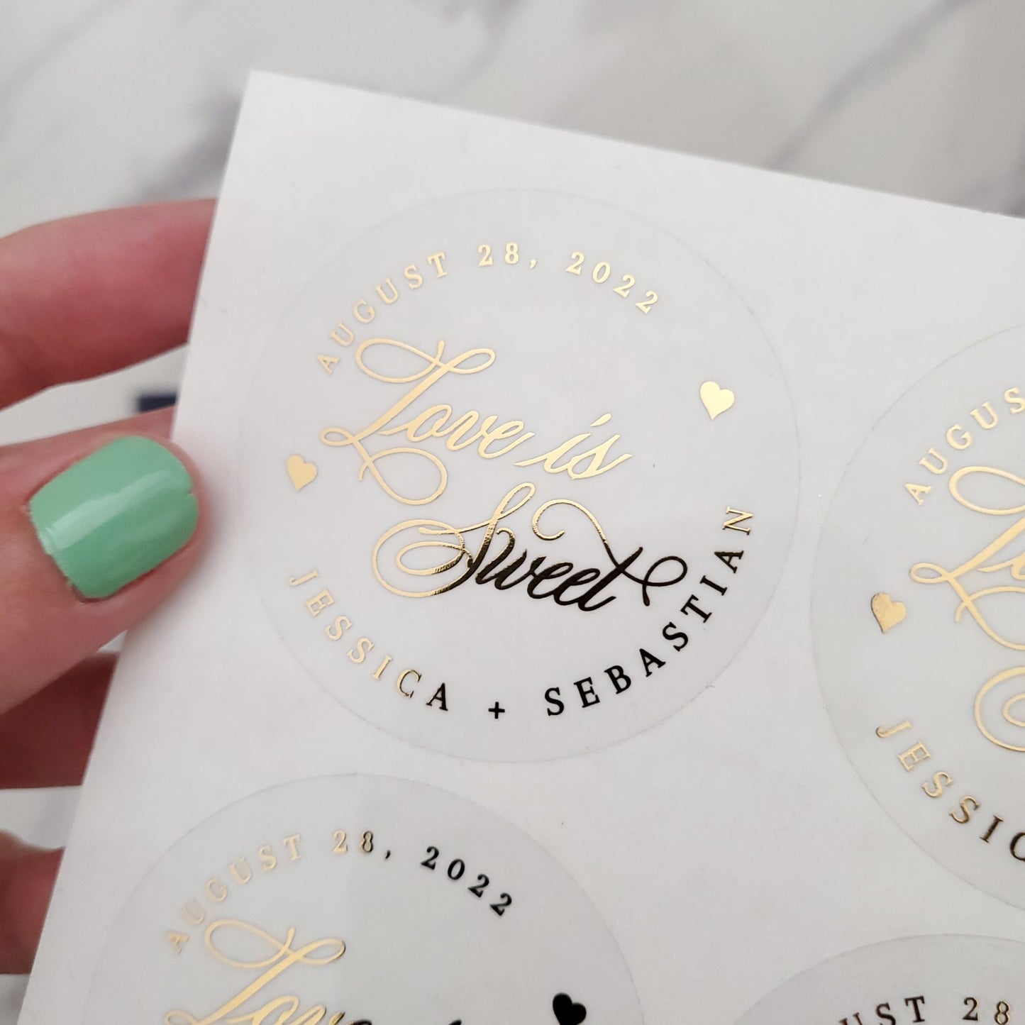 Gold Foiled Love is Sweet Wedding Labels - XOXOKristen