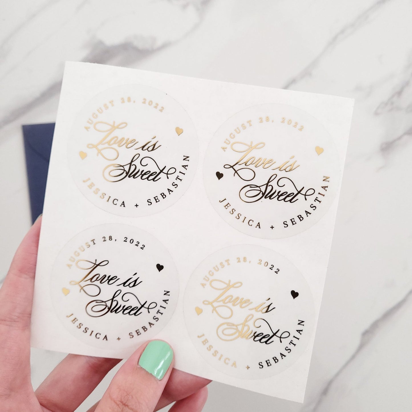 Gold Foiled Love is Sweet Wedding Labels - XOXOKristen