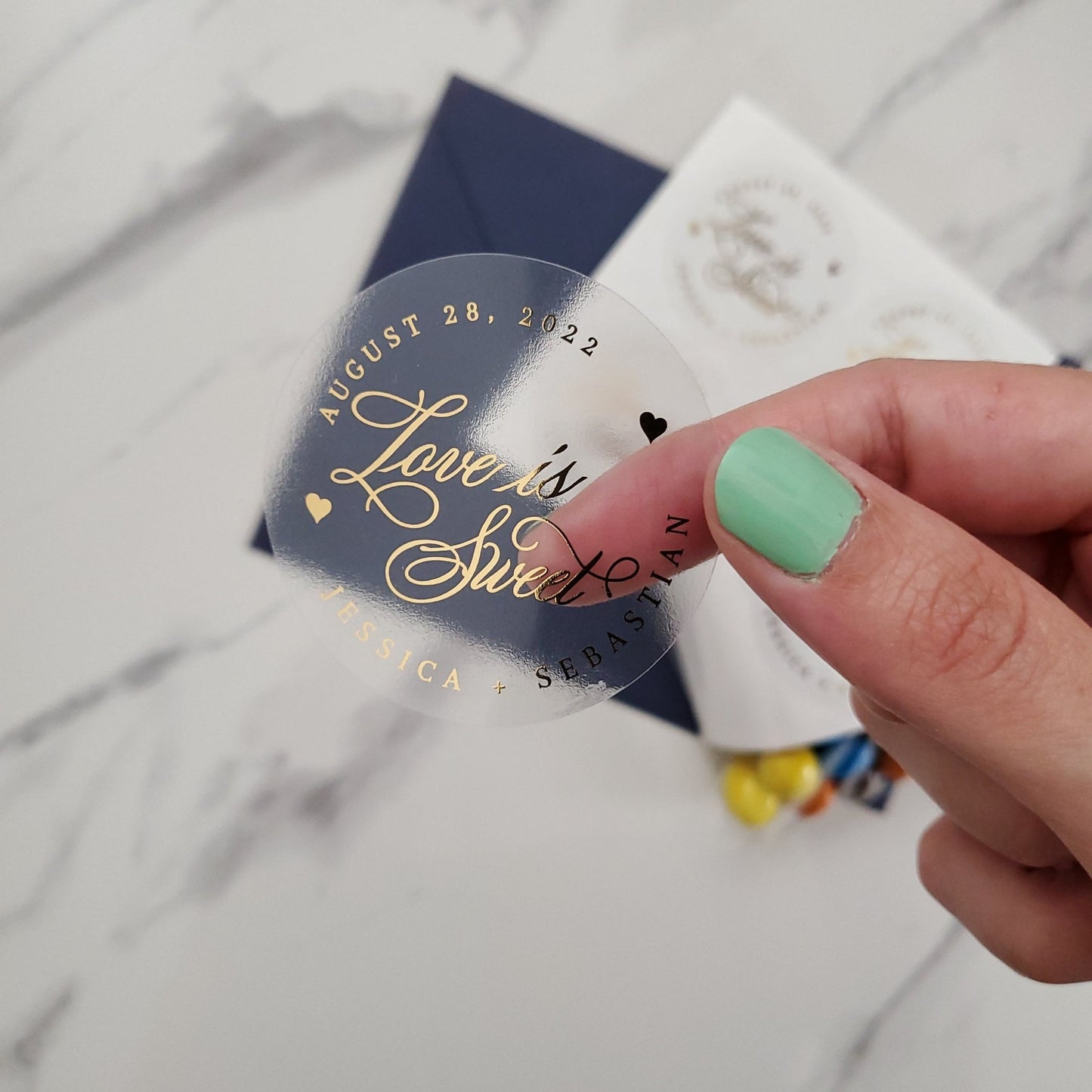 Gold Foiled Love is Sweet Wedding Labels - XOXOKristen