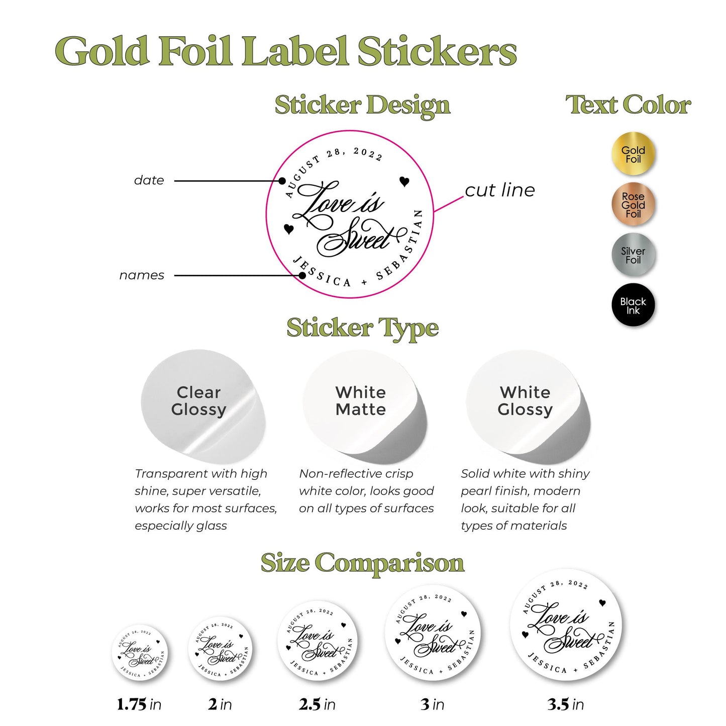 Gold Foiled Love is Sweet Wedding Labels - XOXOKristen