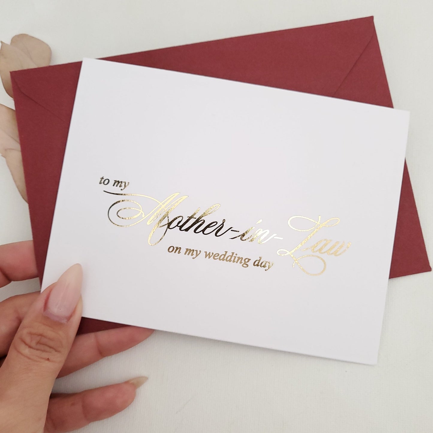 Gold Foiled To my Mother - in - law on my Wedding Day Note Card - XOXOKristen