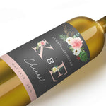 Gray and Pink Garden Beauties Wedding Wine Label - XOXOKristen