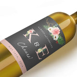 Gray and Pink Garden Beauties Wedding Wine Label - XOXOKristen