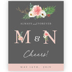 Gray and Pink Garden Beauties Wedding Wine Label - XOXOKristen