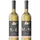 Gray and Pink Garden Beauties Wedding Wine Label - XOXOKristen