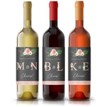 Gray and Pink Garden Beauties Wedding Wine Label - XOXOKristen