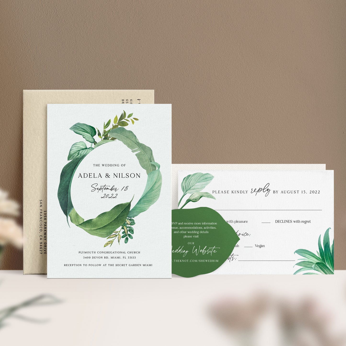 greenery wedding invitation suite