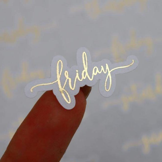 Days of the week journal, planner and agenda stickers with gold foil - XOXOKristen