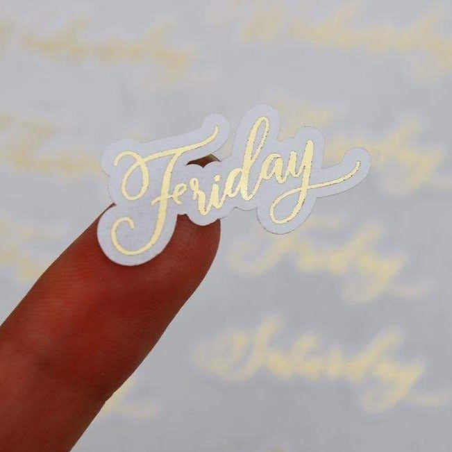 Days of the week planner stickers with gold foil - XOXOKristen