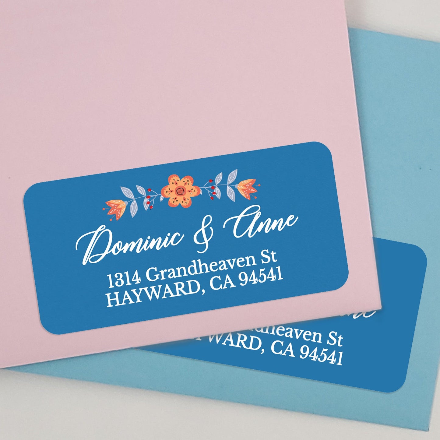 Light Blue Floral Wedding Address Stickers - XOXOKristen