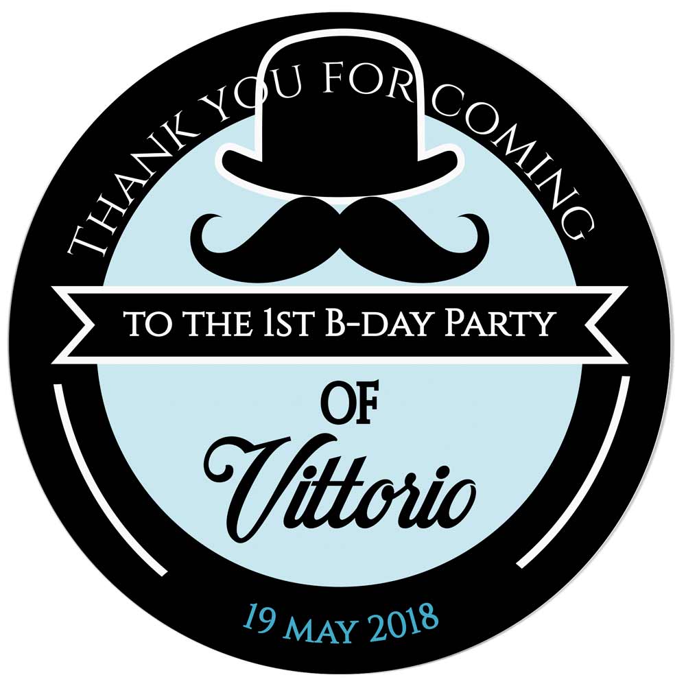 Little Man Favor Sticker First Birthday Thank you Sticker - XOXOKristen