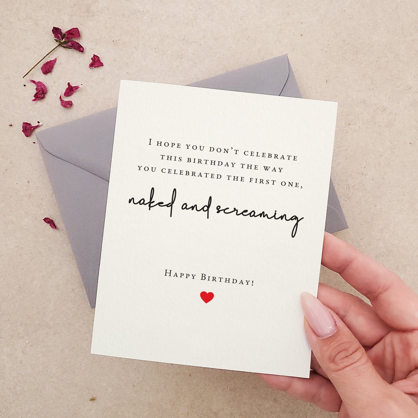 Naked and Screaming Birthday Card - XOXOKristen
