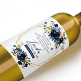 Navy Flowers with Blush Bridesmaid Proposal Wine Label - XOXOKristen