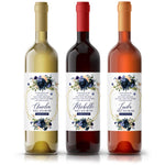 Navy Flowers with Blush Bridesmaid Proposal Wine Label - XOXOKristen
