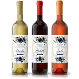 Navy Flowers with Blush Bridesmaid Proposal Wine Label - XOXOKristen
