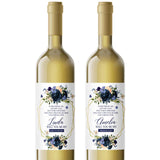 Navy Flowers with Blush Bridesmaid Proposal Wine Label - XOXOKristen