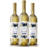 Navy Flowers with Blush Bridesmaid Proposal Wine Label - XOXOKristen