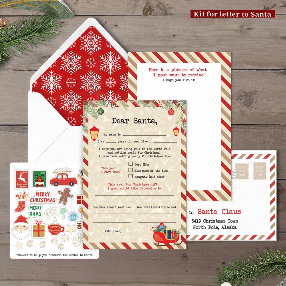 Letter to Santa Claus Christmas kit for kids to write - XOXOKristen