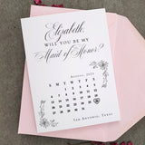 Personalized Bridesmaid Proposal Calendar Card - XOXOKristen