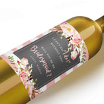 Pink Bouquet & Light Grey Bridesmaid Proposal Wine Label - XOXOKristen
