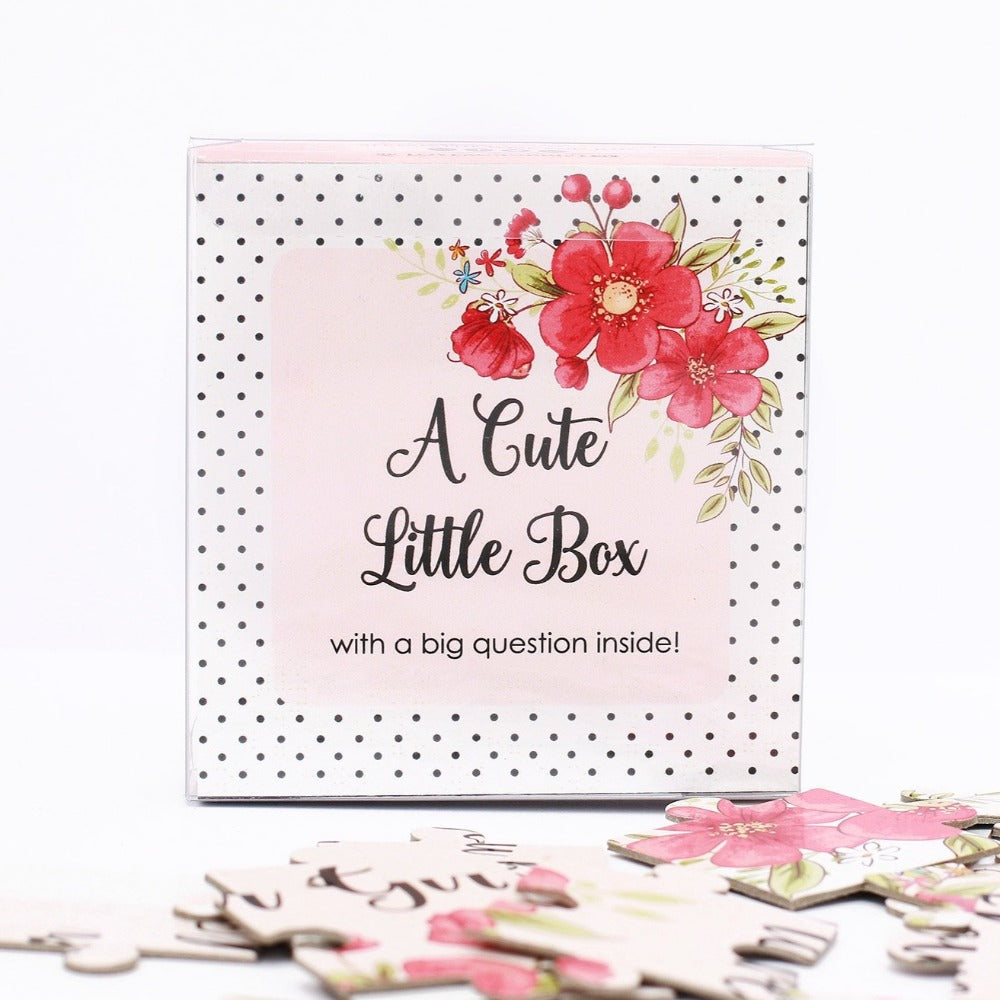 Pink Flower Girl Proposal Puzzle Wedding Invitation Gift